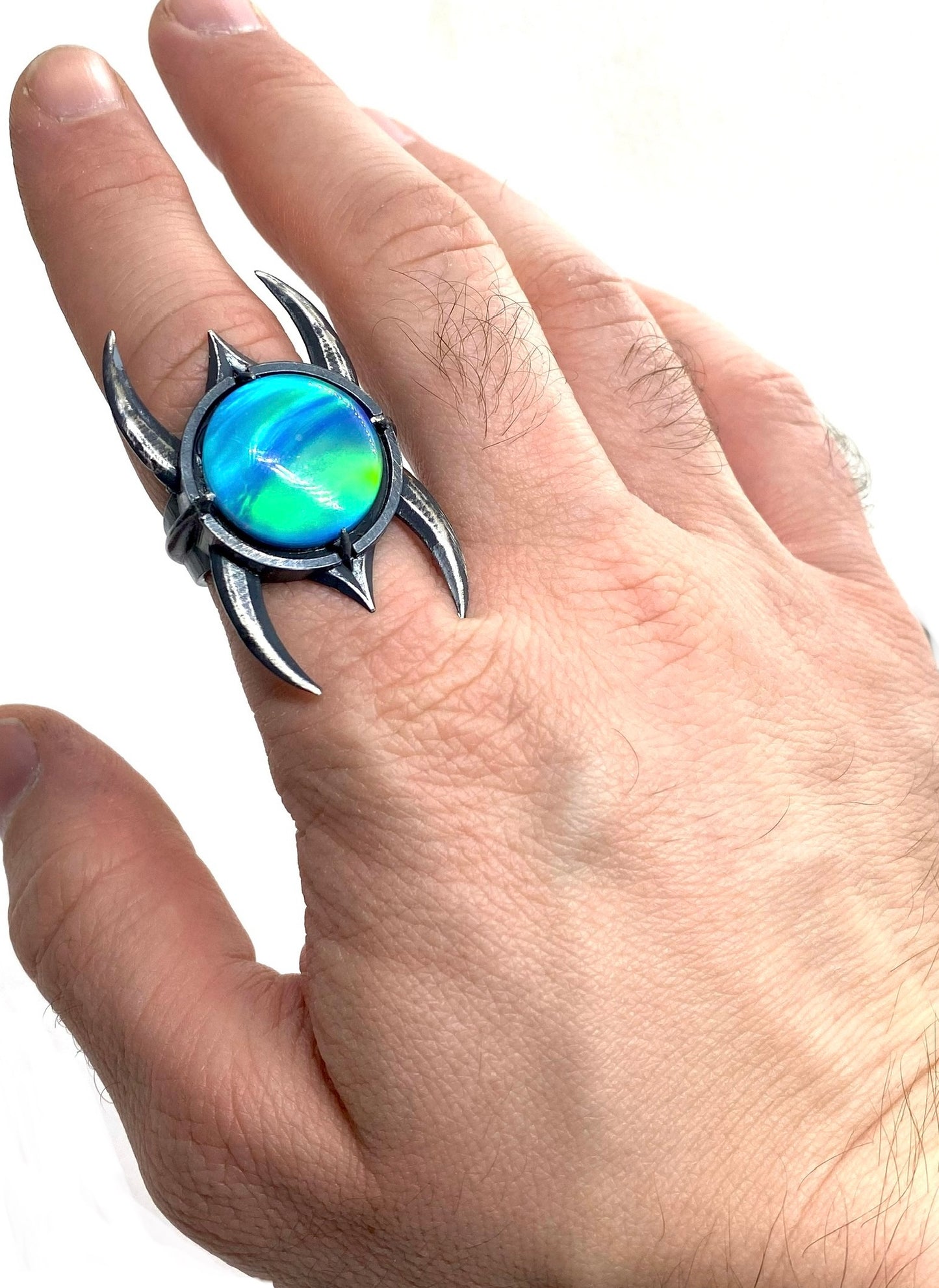 Icerend Aurora Opal Ring Sterling Silver