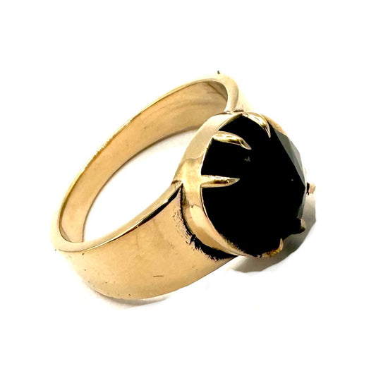 Draco Brutalist Ring with Black Spinel in Bronze