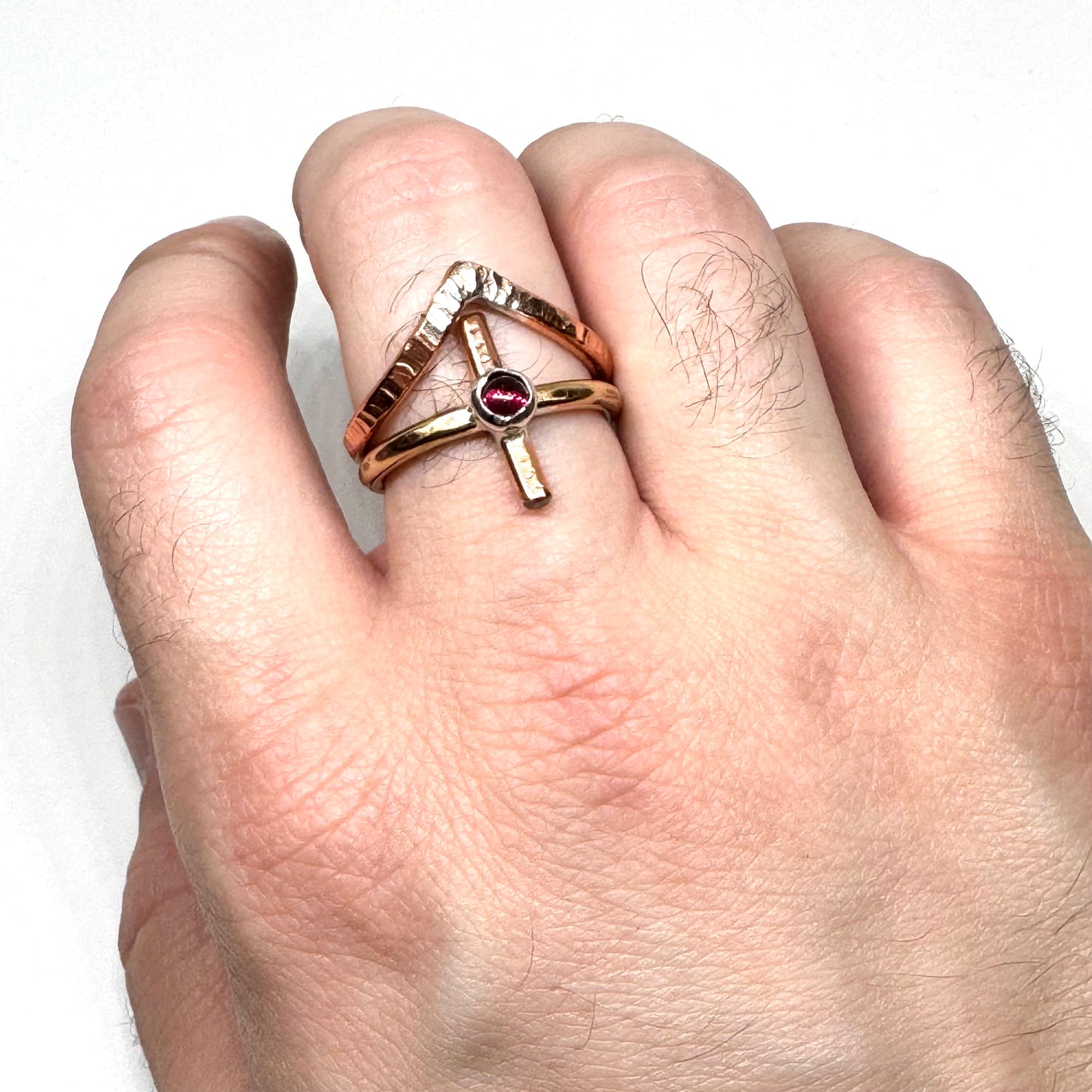 Sigil Cross Stacker in Copper and Brass