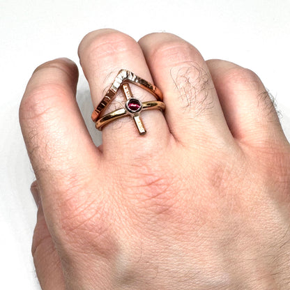 Sigil Cross Stacker in Copper and Brass