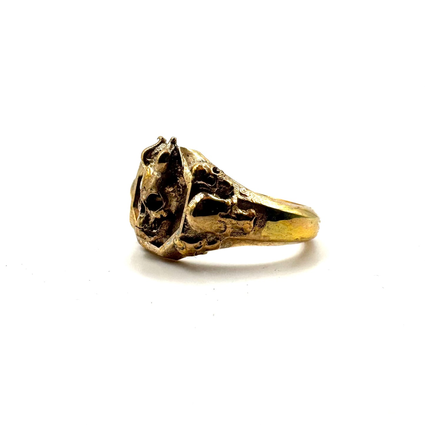 Necrotic Crown Skull Ring Bronze