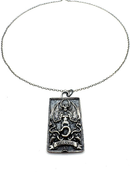 The Devil Lilith Tarot Card Pendant in Sterling Silver
