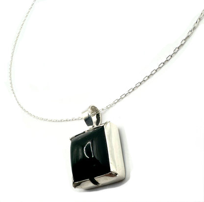 Square Cut Green Tourmaline Pendant Sterling Silver