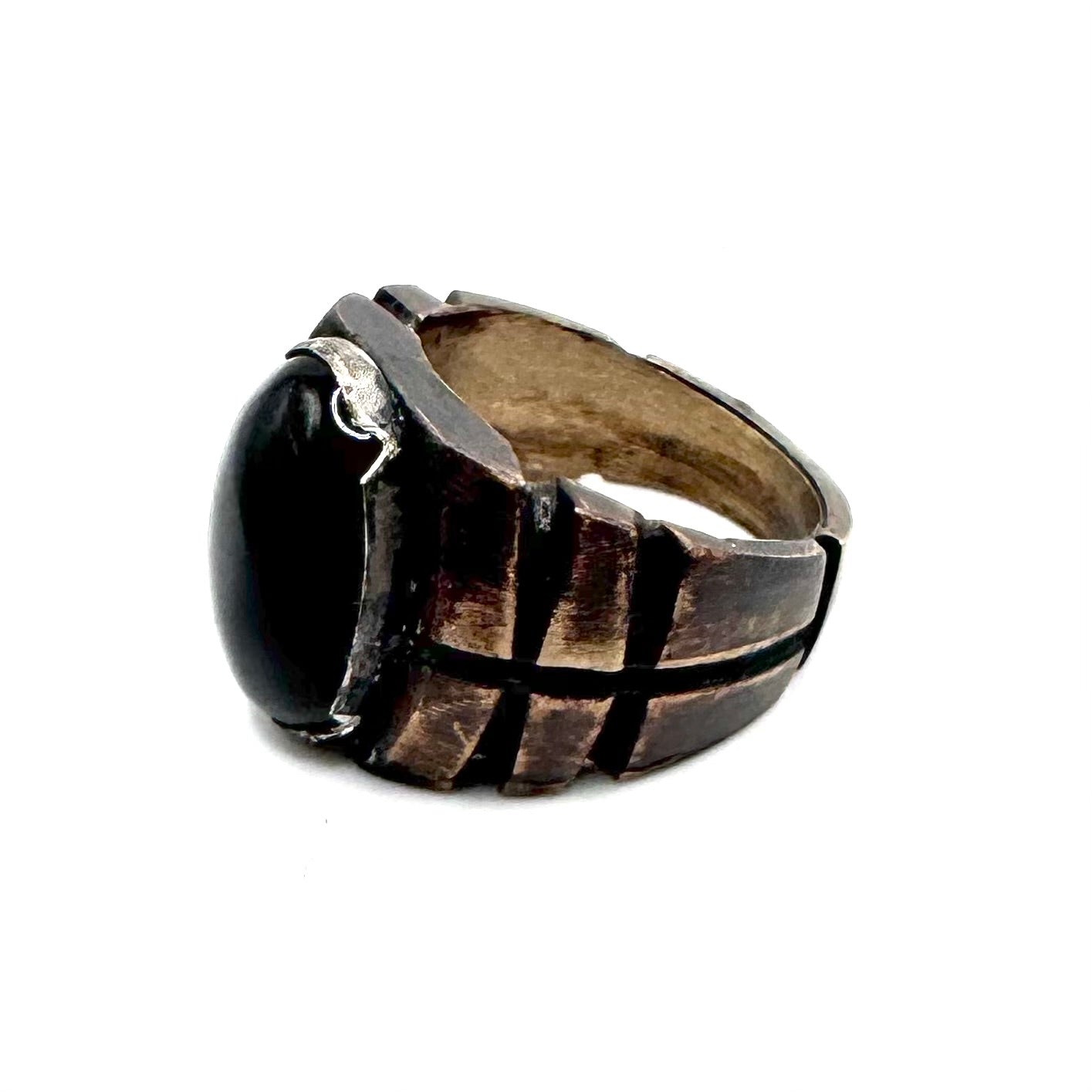 Bharat Ring With Onyx in Bronze