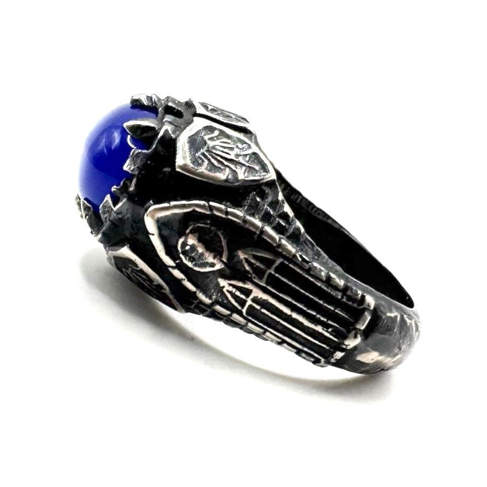 The Crypt of Kings Ring in Sterling Silver with Blue Onyx