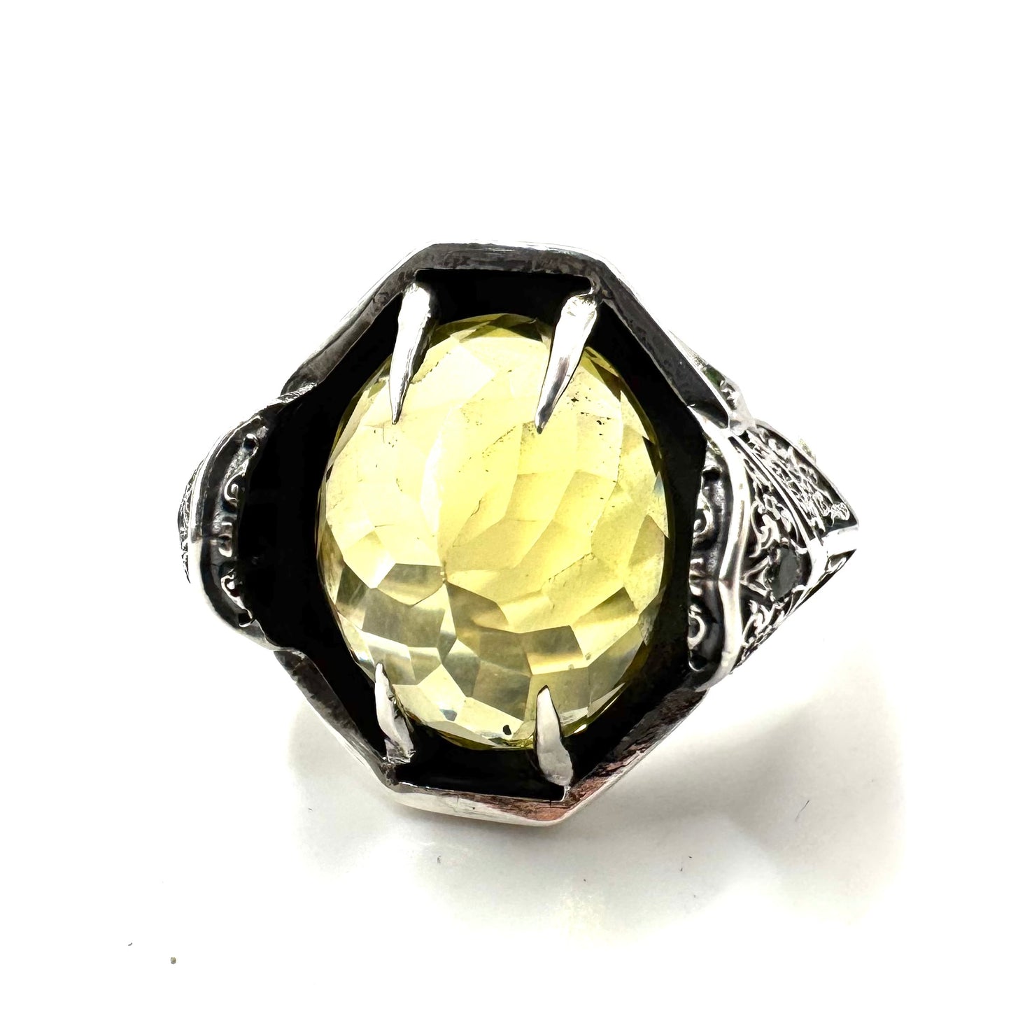 Green Knight Ring With Lemon Quartz and Tsavorite Garnet