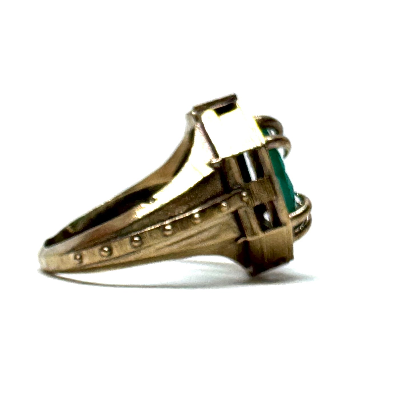 Citadel Ring With Uranium Glass in Bronze