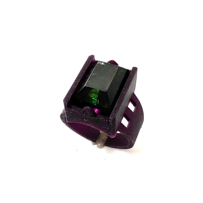 TO BE CAST - Brutalist Ring With Tourmaline In sterling Silver