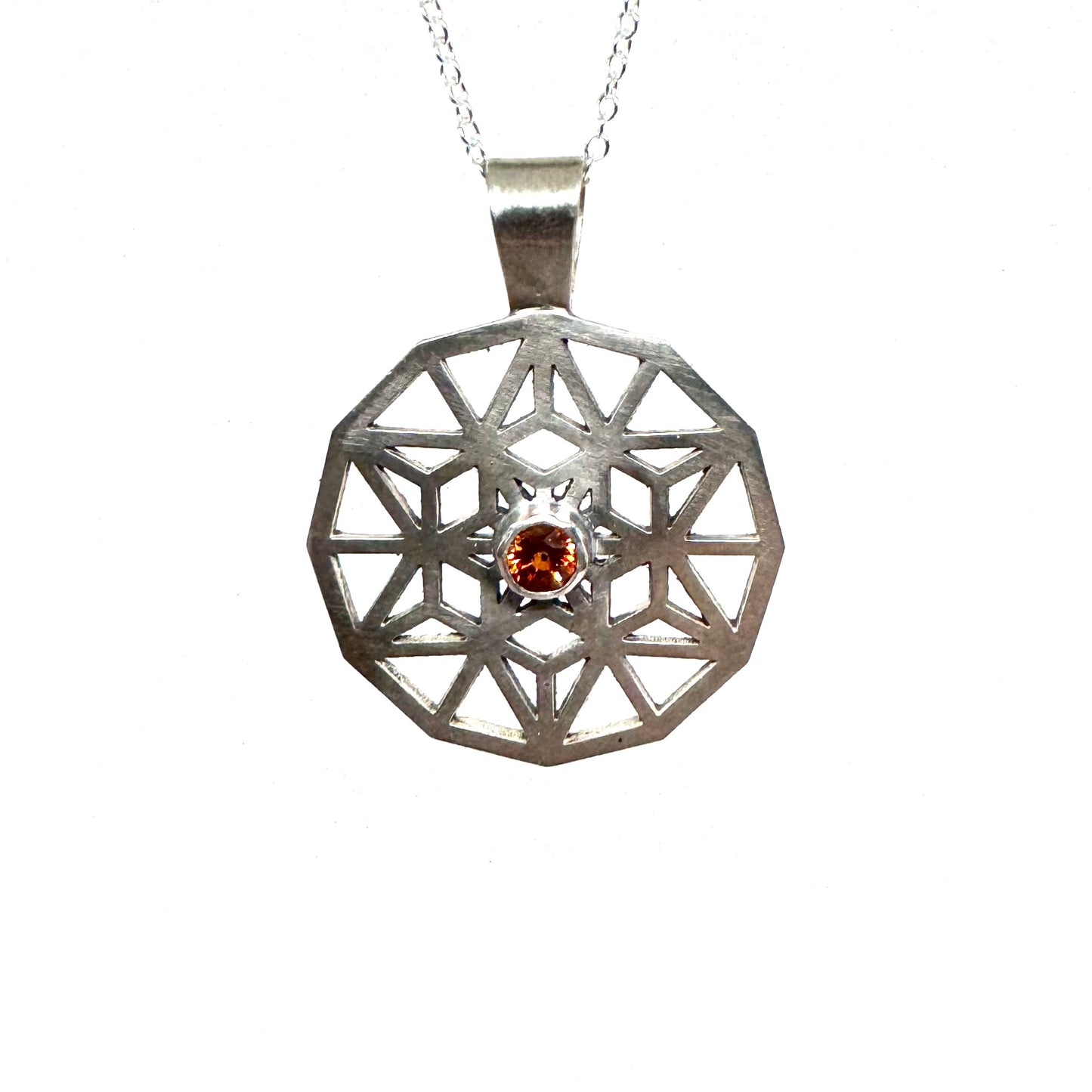 Solomon Key Pendant In Sterling silver with Mediera Citrine