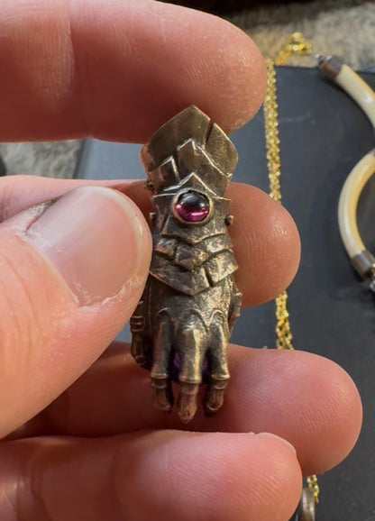 TO BE CAST -  Abaddon Smaller Pendant In sterling Silver And Yellow Sapphire And Black Onyx