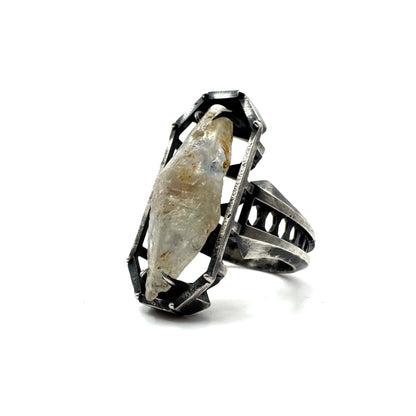 Ancient Origins Ring - Raw White Sapphire Ring in Sterling Silver