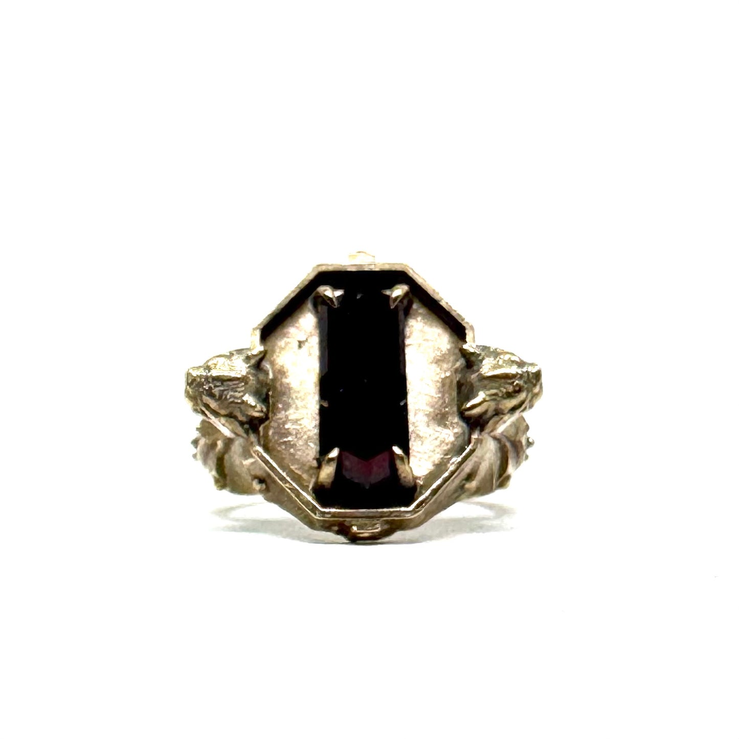 Citadel Ring With Garnet Tablet in Bronze