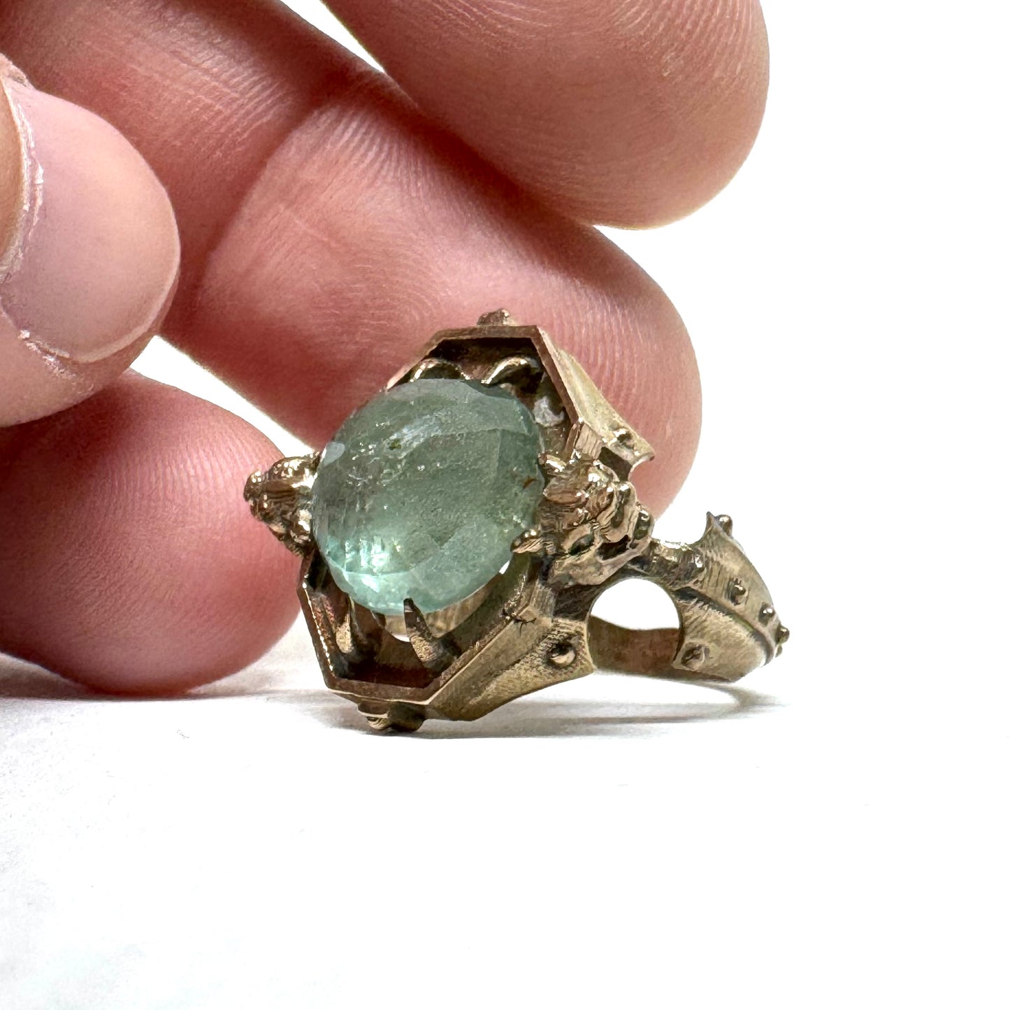 Citadel Ring with Aquamarine in Bronze