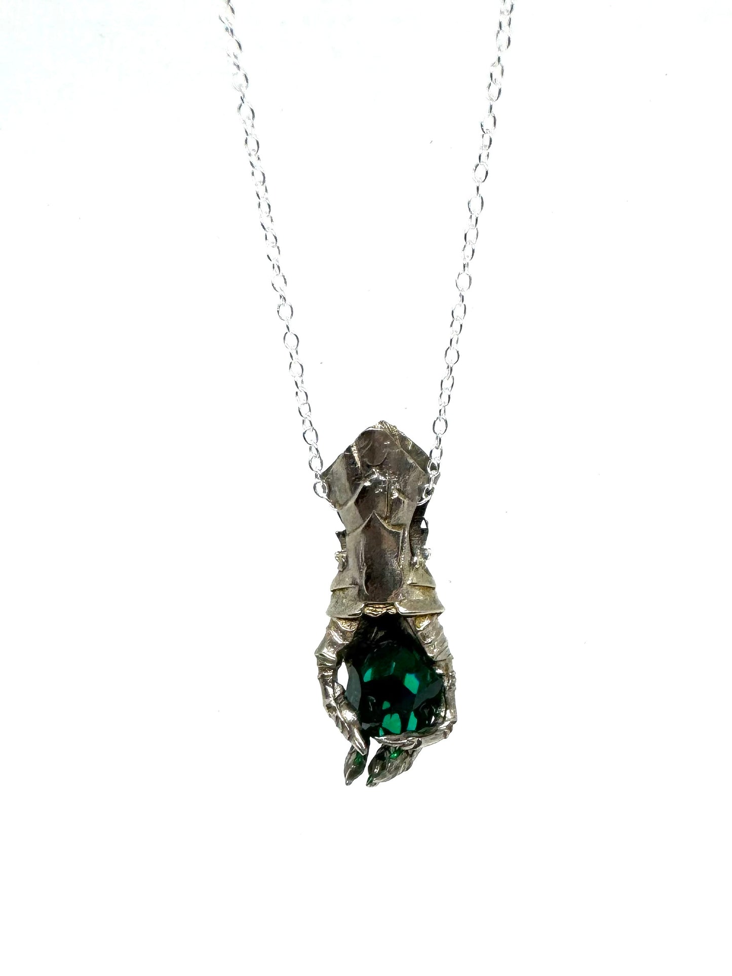Abaddon Small Bronze Pendant Emerald Nano Quartz and Onyx