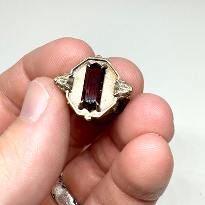 Citadel Ring With Garnet Tablet in Bronze