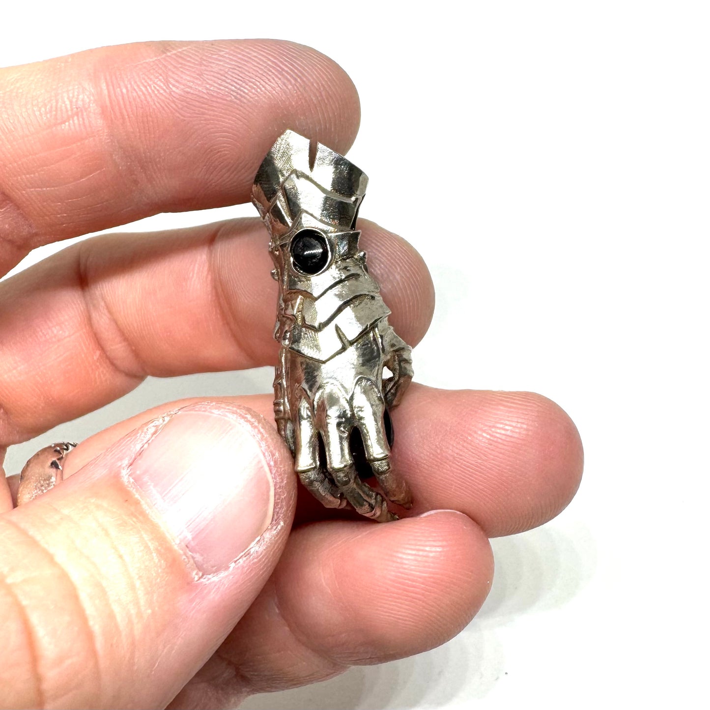 Abaddon Small Bronze Pendant Garnet and Onyx