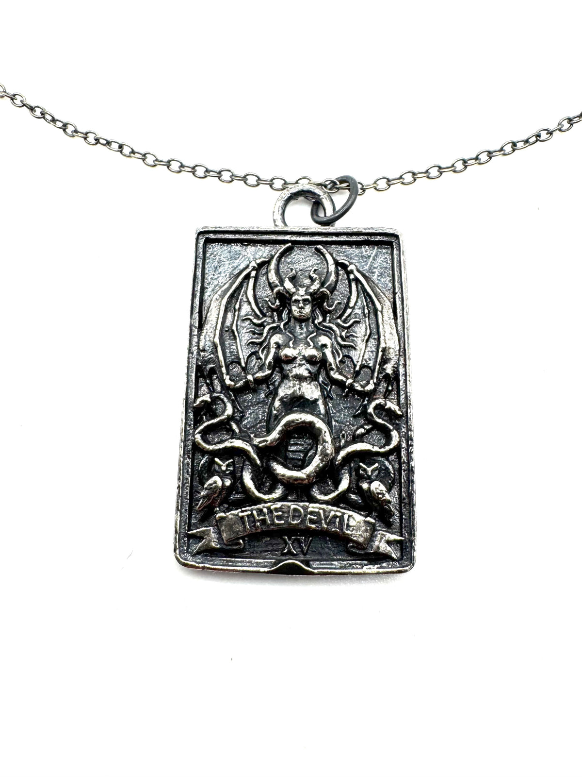 The Devil Lilith Tarot Card Pendant in Sterling Silver