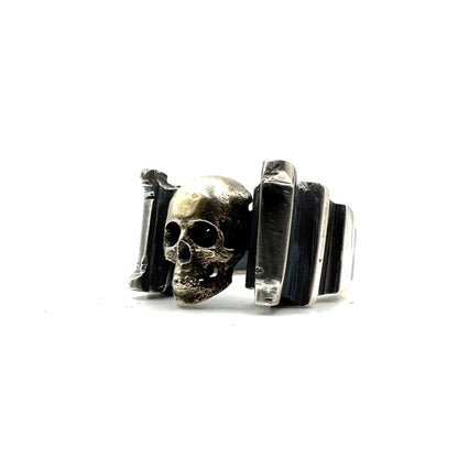 Skull Ring in Sterling Silver and bronze