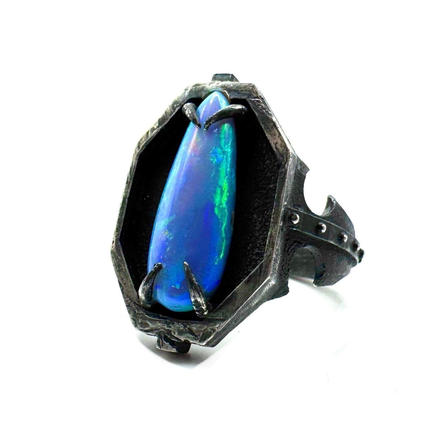 Black Opal Citadel Ring in Sterling Silver