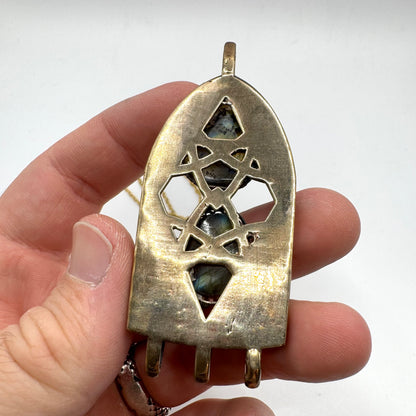 Cathedral Tablet Talisman With Labradorite with Bronze Toggle