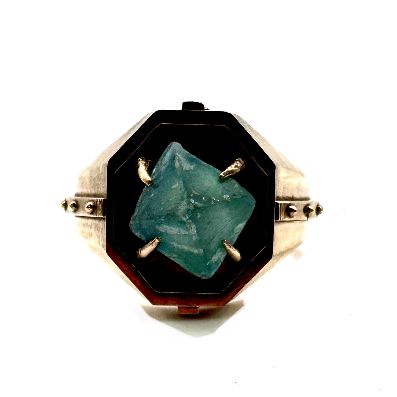 Citadel Ring With Raw Fluorite in Bronze