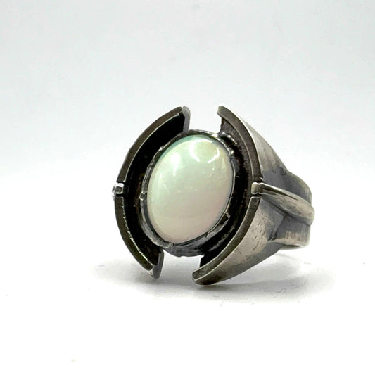 Opal Spine Ring in Sterling Silver
