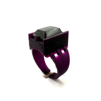 TO BE CAST - Brutalist Ring With Tourmaline In sterling Silver