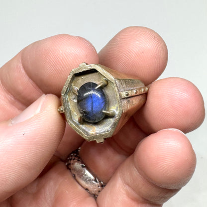 Citadel Ring With Labradorite in Bronze