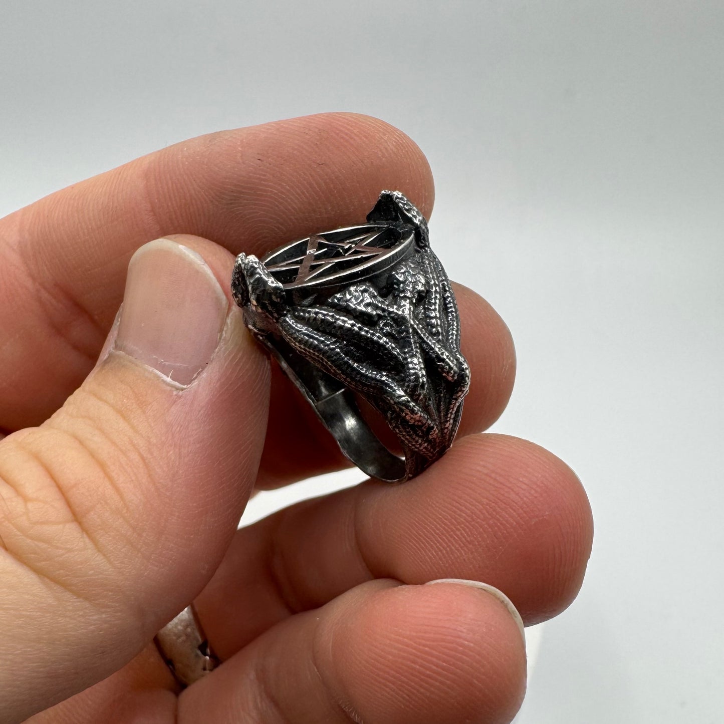 Medusa Pentacle Ring in Sterling Silver
