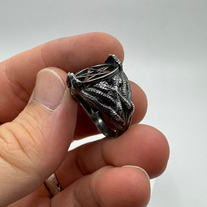 Medusa Pentacle Ring in Sterling Silver