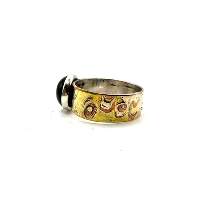 Mokume Gane Ring with Black onyx