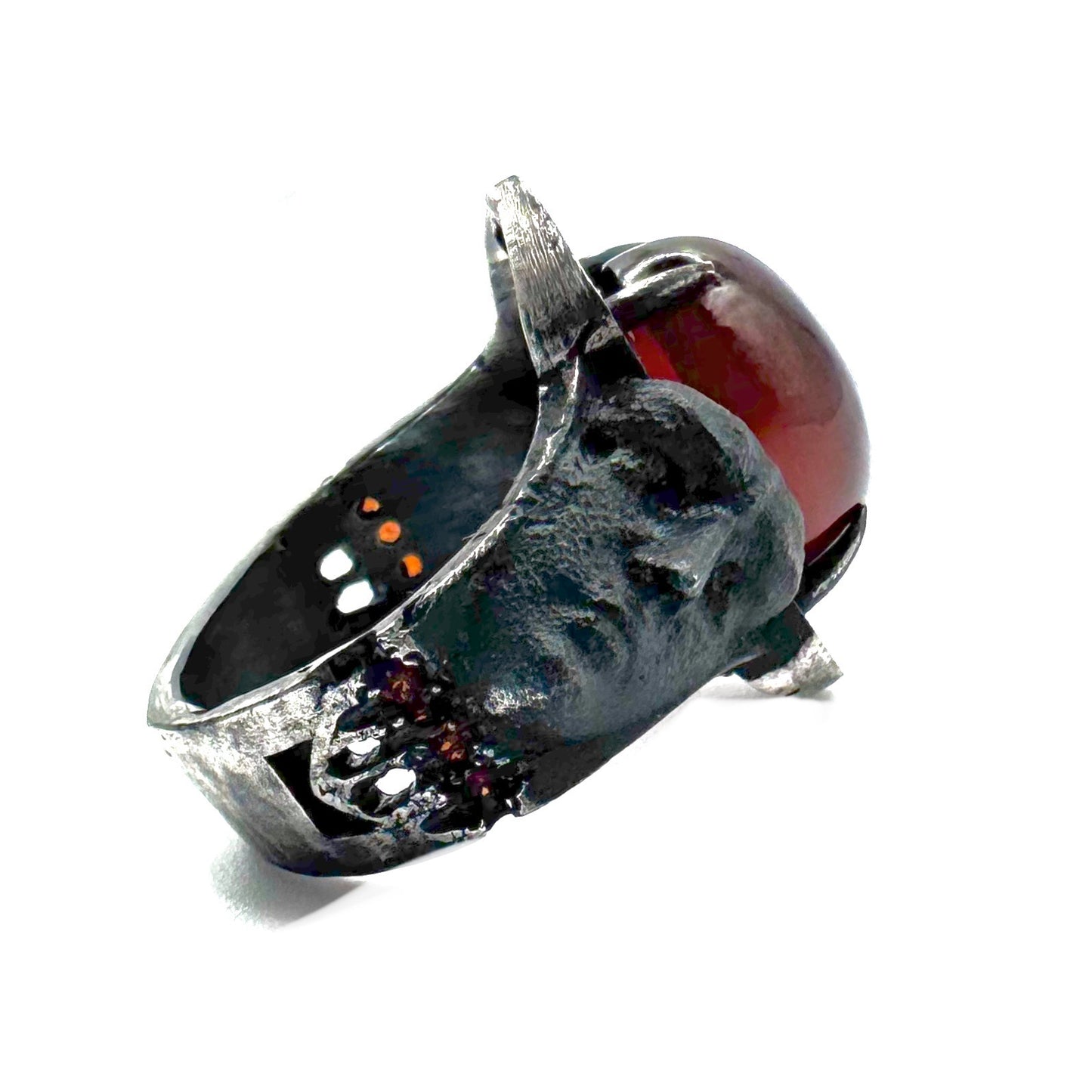 Ring of the Veil in Sterling Silver With Garnets