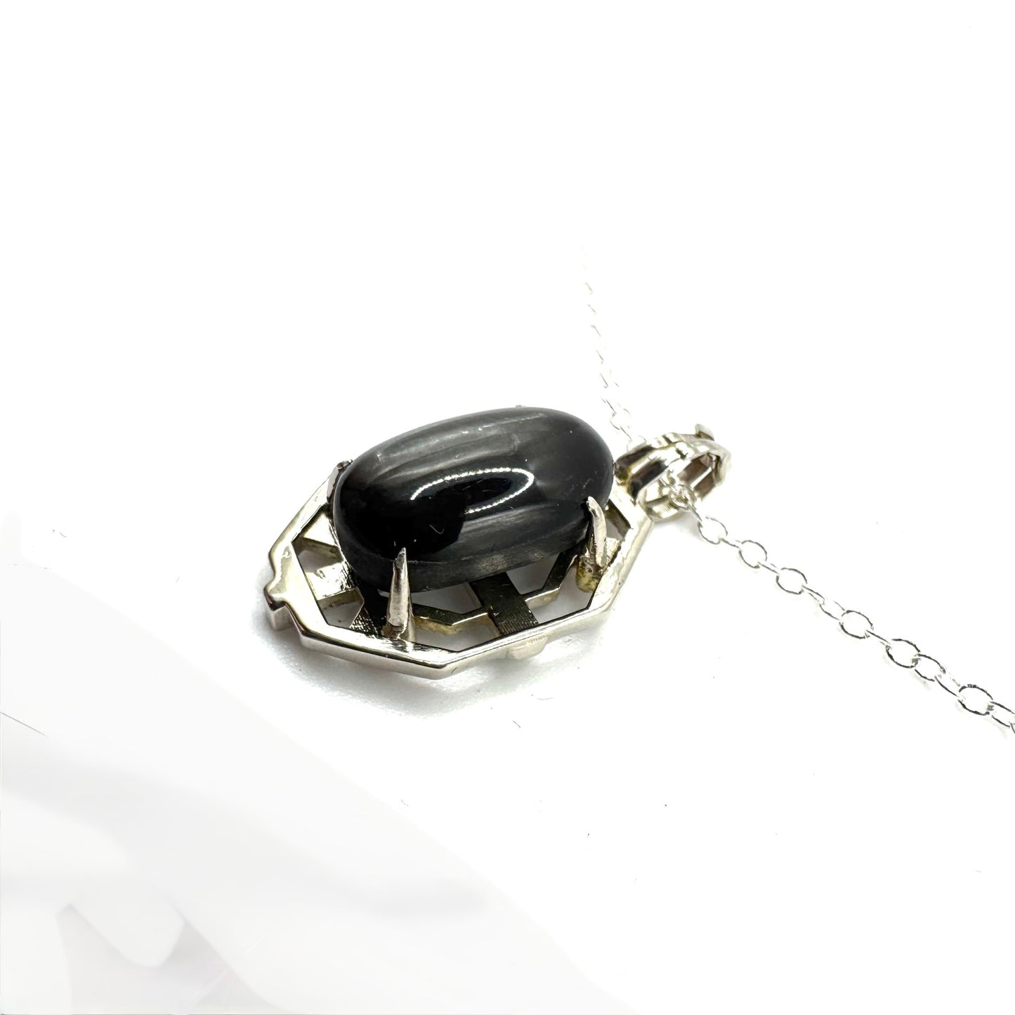 Sanctum Pendant In Black Star Diopside And White Bronze