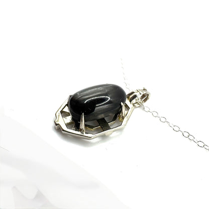 Sanctum Pendant In Black Star Diopside And White Bronze