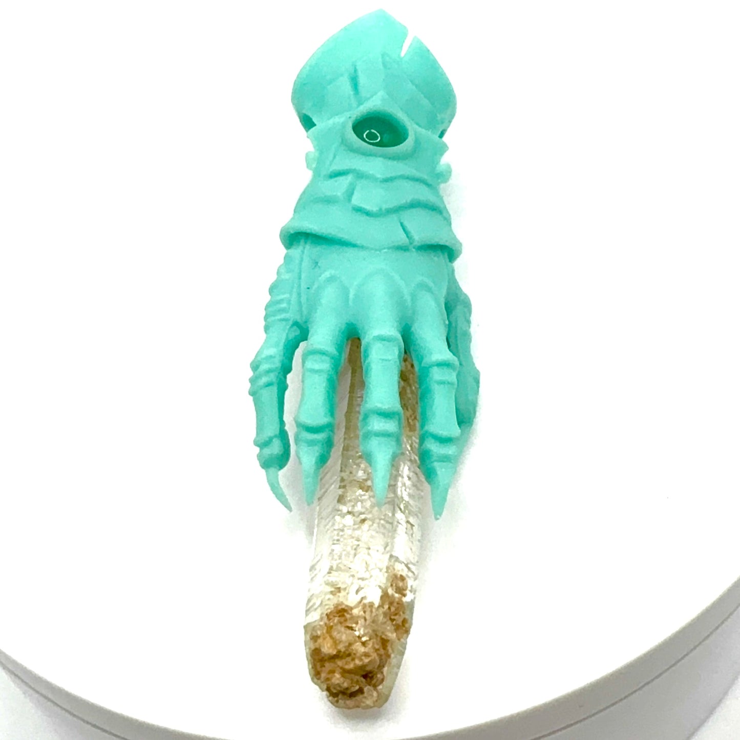 TO BE CAST -  Abaddon Pendant In sterling Silver And Lemurian Quartz And Green Onyx