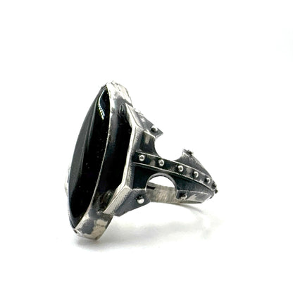 Citadel Ring With Talon Onyx in Sterling Silver