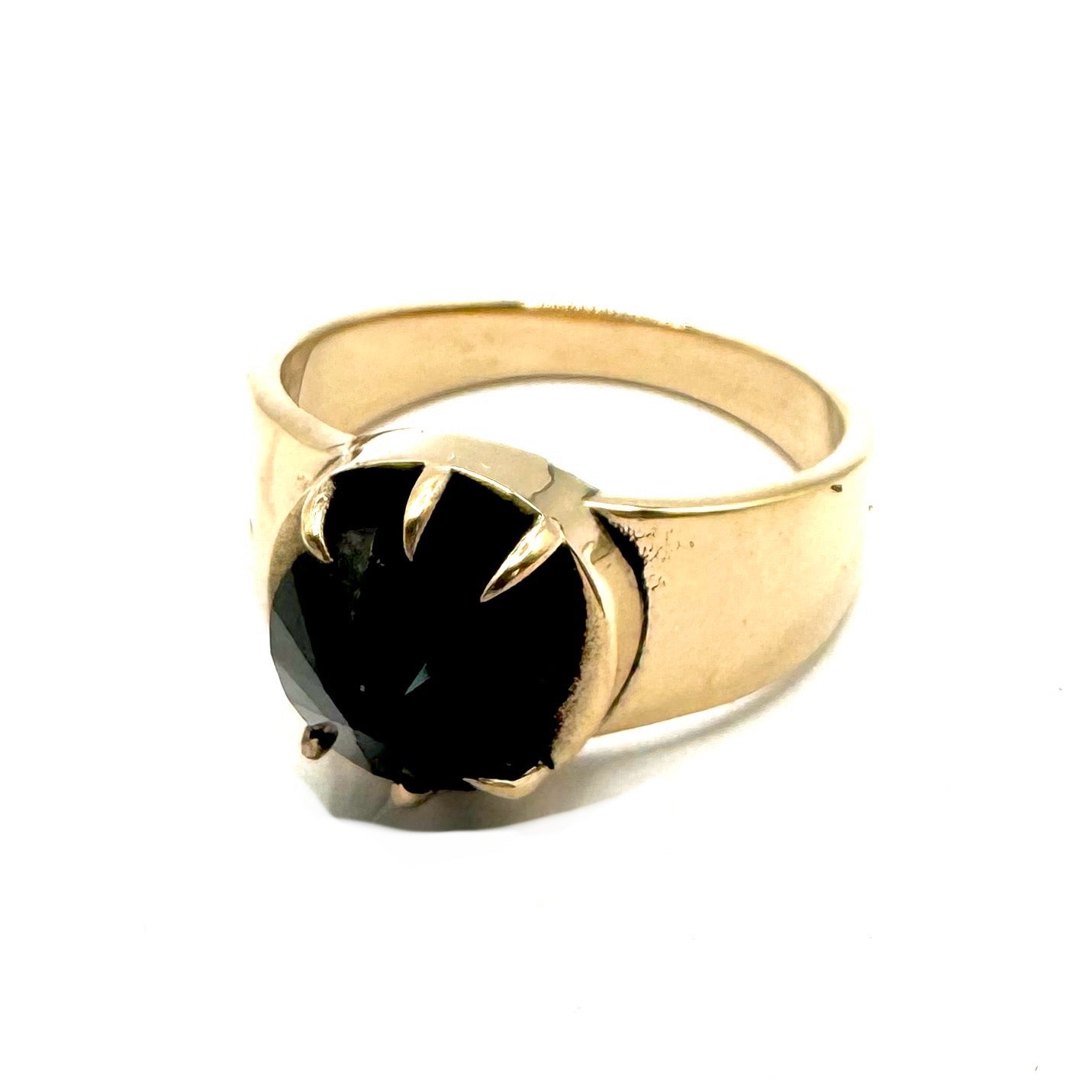 Draco Brutalist Ring with Black Spinel in Bronze