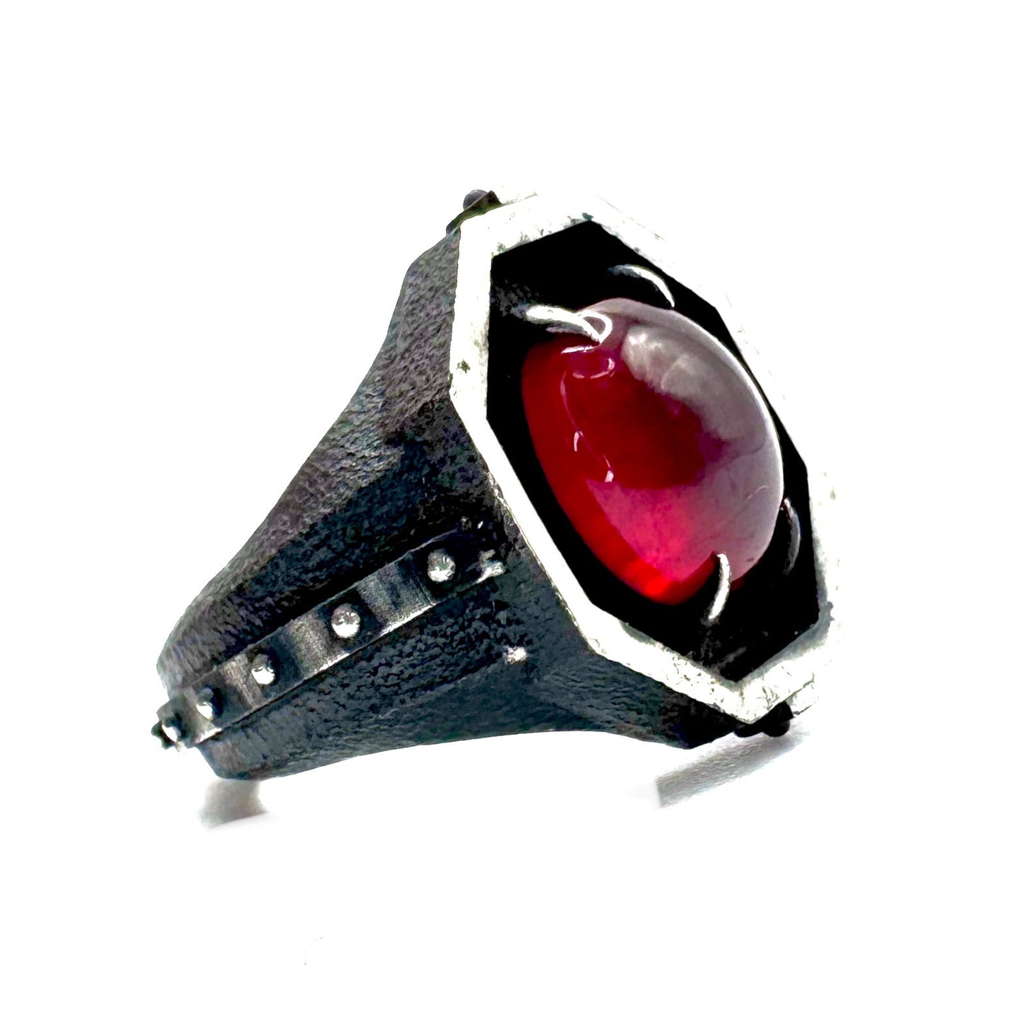 Citadel Ring With Ruby in Sterling Silver