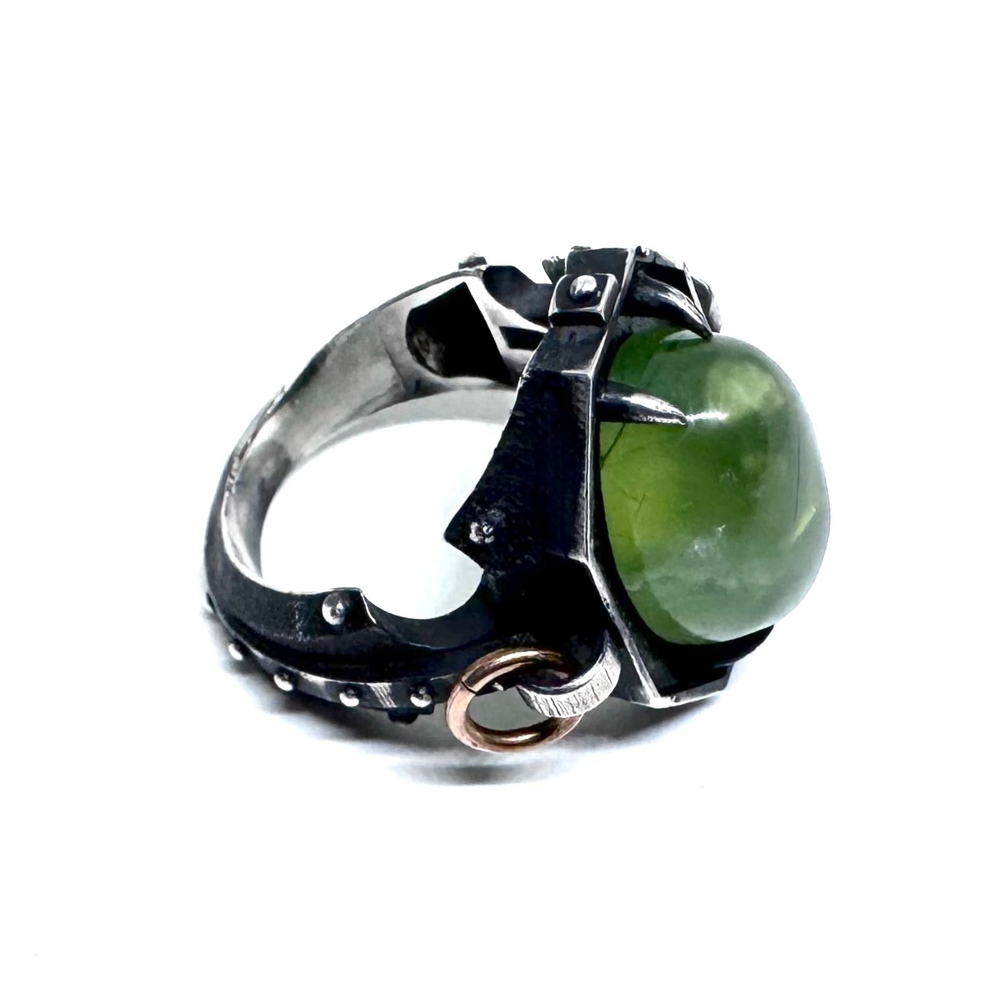 Prehnite Citadel Ring in Sterling Silver