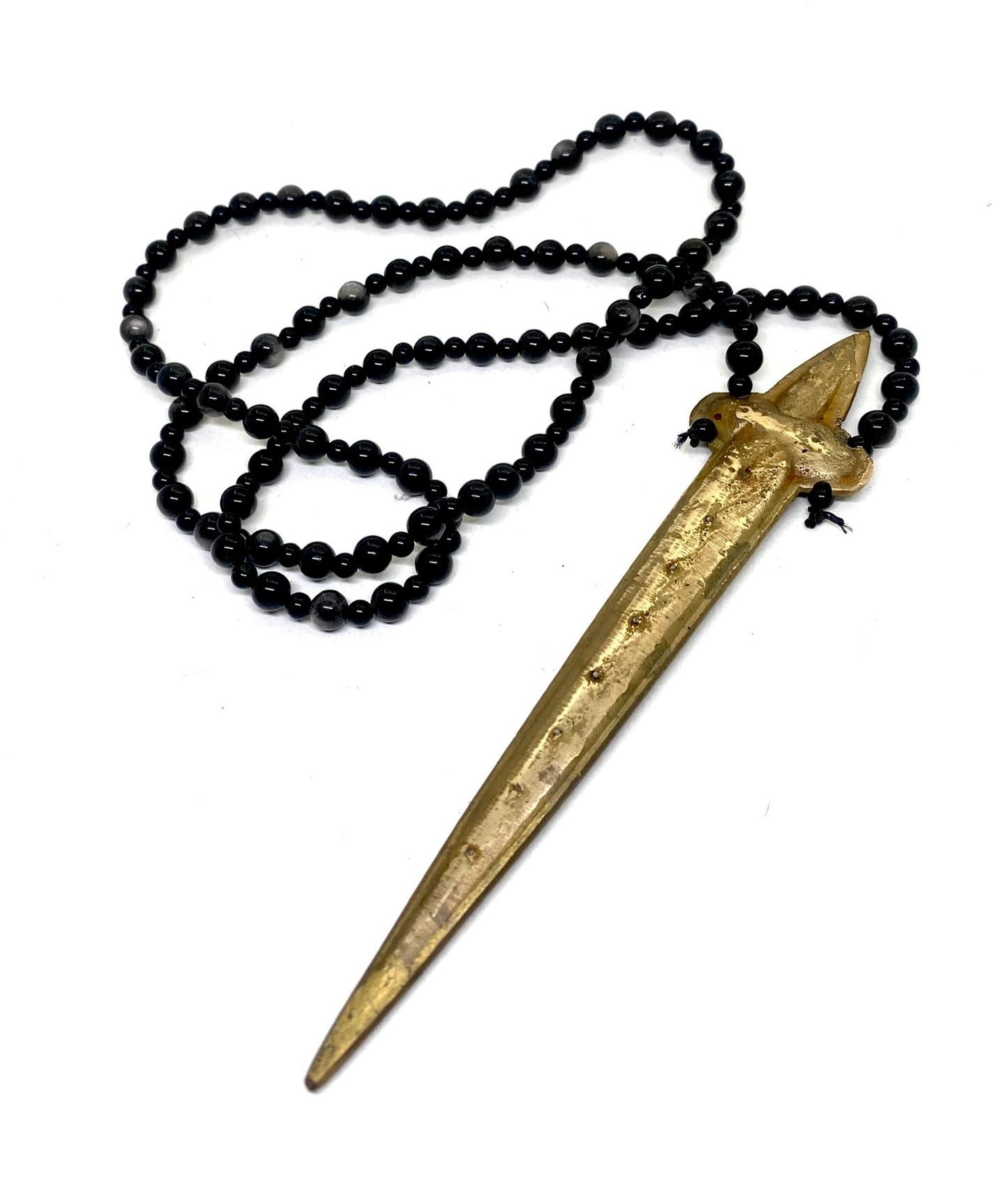 Sword Cross and black onyx Bronze Necklace