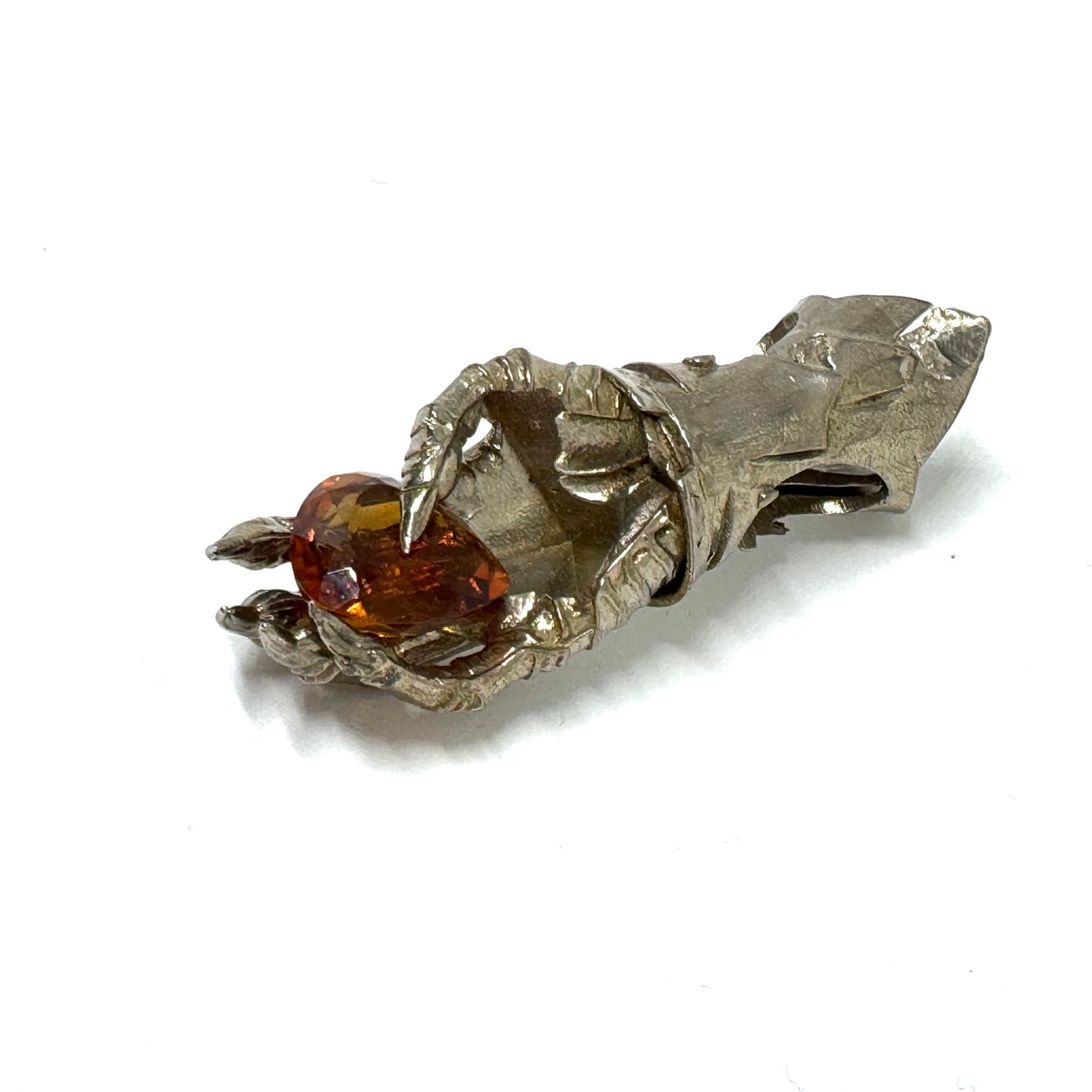 Abaddon Large White Bronze Pendant Gauntlet with Mediera Citrine