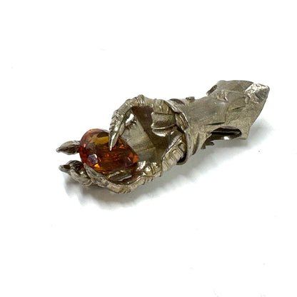 Abaddon Large White Bronze Pendant Gauntlet with Mediera Citrine