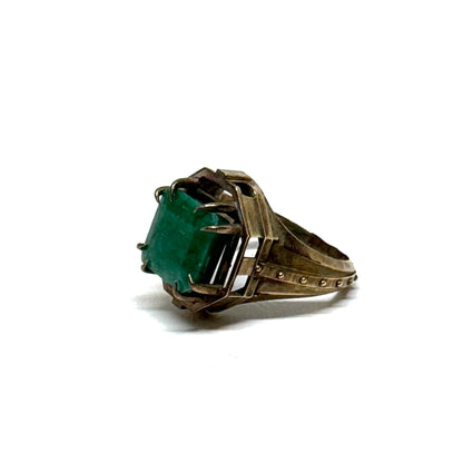 Citadel Ring with Emerald in Bronze