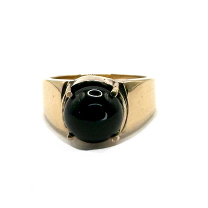 Draco Brutalist Ring with Onyx in Bronze