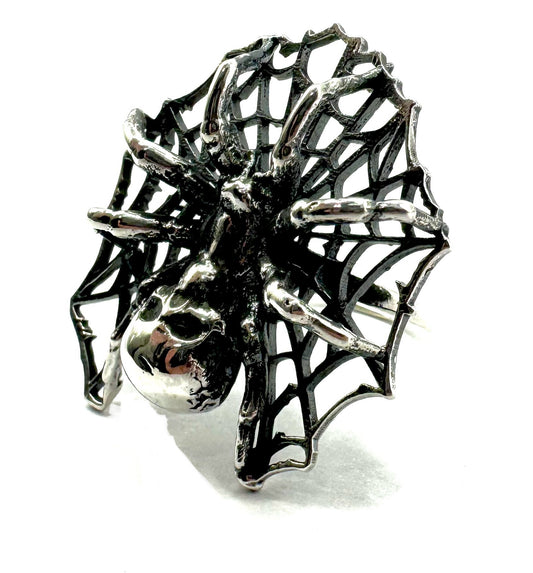 Dark Weaver Ring Spiderweb Sterling Silver