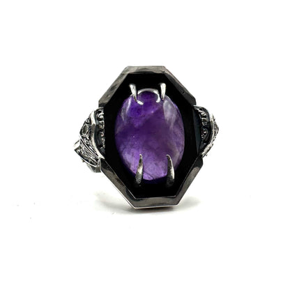 Green Knight Ring with Amethyst and Tsavorite in Sterling Silver
