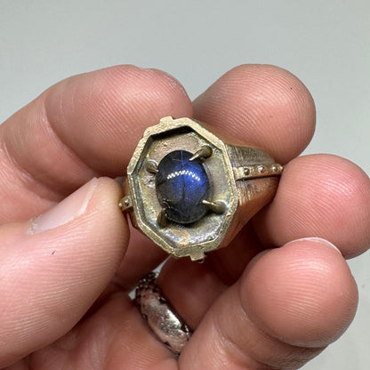 Citadel Ring With Labradorite in Bronze