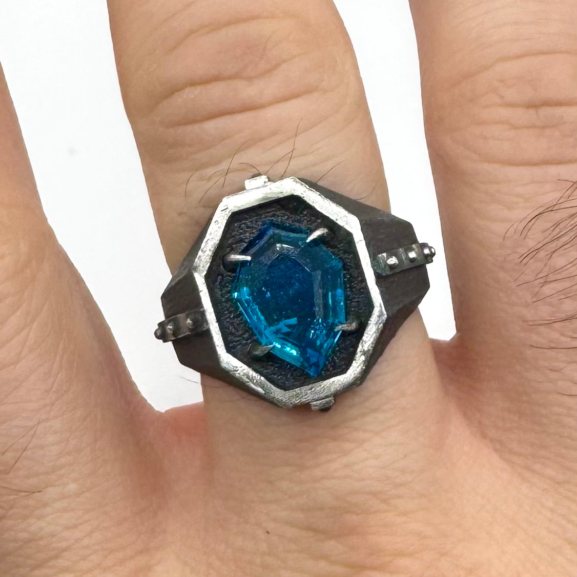 Citadel Ring With Blue Bridewell in Sterling Silver