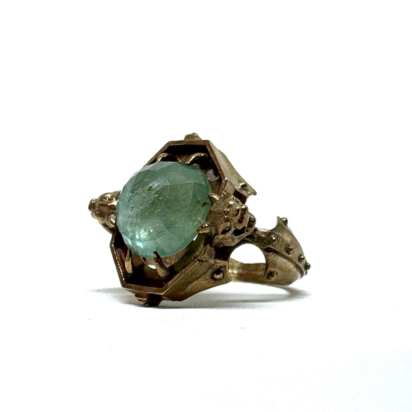 Citadel Ring with Aquamarine in Bronze