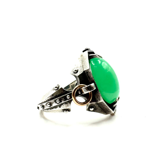 Chrysoprase Citadel Ring in Sterling Silver